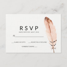 Feather Watercolor RSVP Card