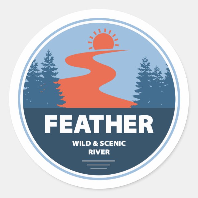 Feather Wild And Scenic River Classic Round Sticker (Front)