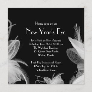 Feathered 1920's New Year's Party Invitation
