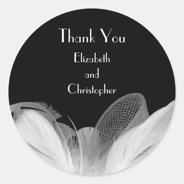 Feathered 1920's Thank You Sticker (Front)