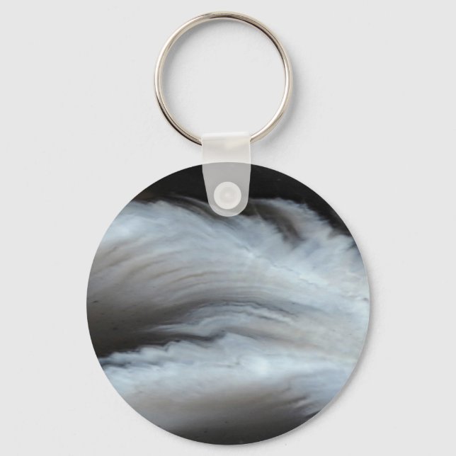 Feathered Black Agate cool natural stone Keychain (Front)