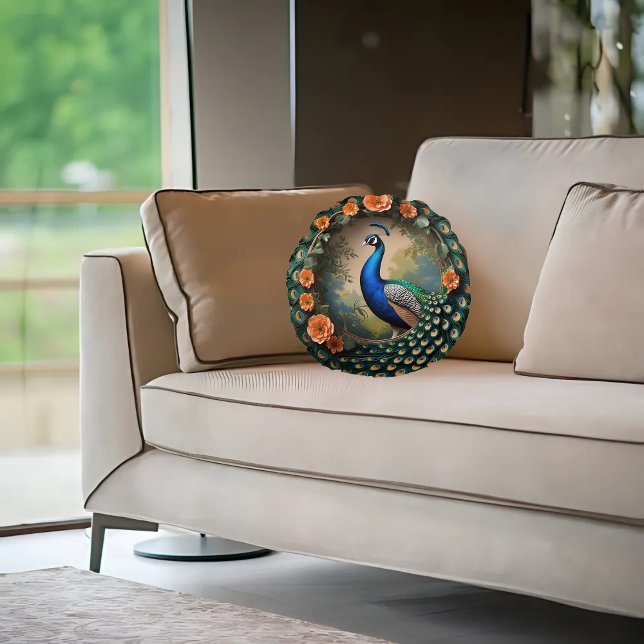 Feathered Bloom Round Pillow (Creator Uploaded)
