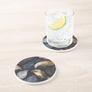 Feathered Bohemian Round Sandstone Coaster