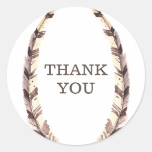 Feathered Border Thank You Stickers