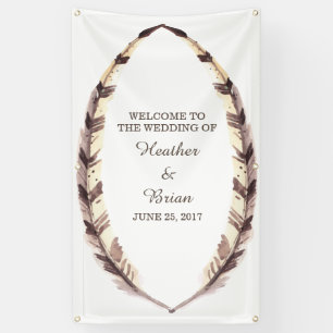 Feathered Border Wedding Banner