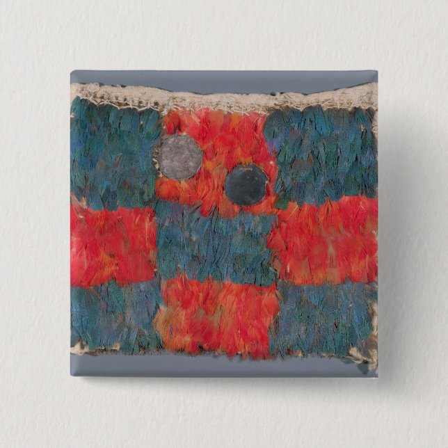 Feathered cape 2 inch square button (Front)