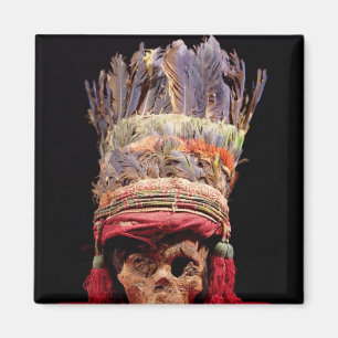 Feathered headdress on a skull, from Peru Magnet
