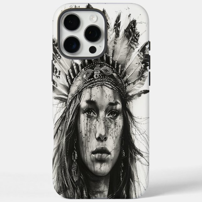 Feathered Indian warrior girl Case-Mate iPhone Case (Back)