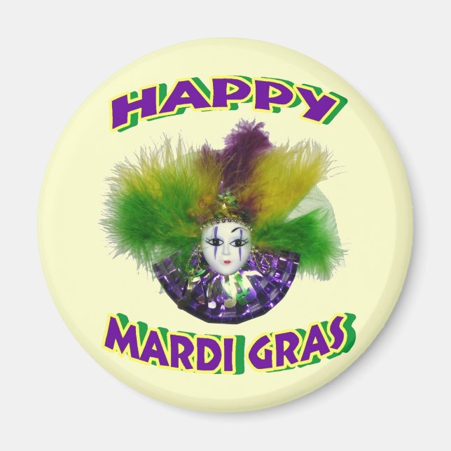 Feathered Mardi Gras Mask Magnet (Front)