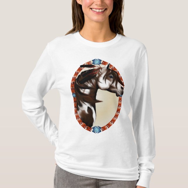 Feathered Paint Horse Oval Shirts (Front)