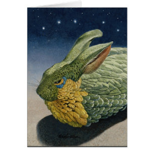 Feathered Rabbit at night with stars "Nocturn"
