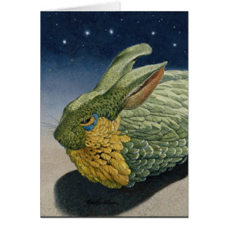 Feathered Rabbit at night with stars "Nocturn"