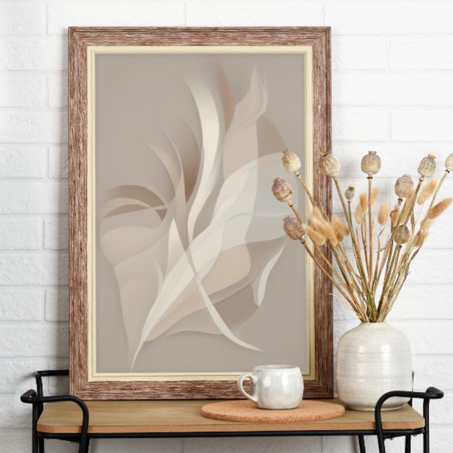 "Feathered Rhapsody" | Beige Abstract Art Poster (Creator Uploaded)