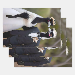 "Feathered Vows: An Emu-tiful Marriage Union" Wrapping Paper Sheet