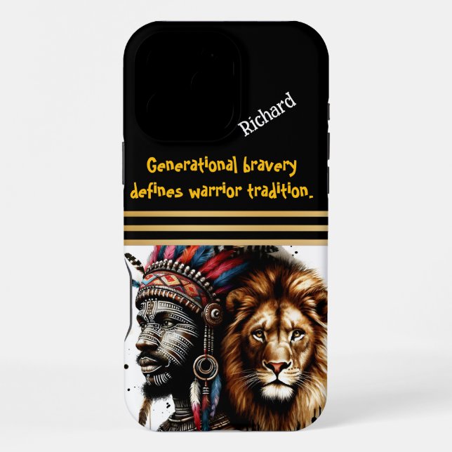 Feathered warrior with a lion iPhone case (Back)