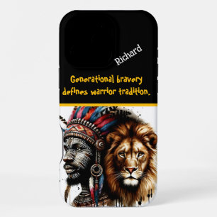 Feathered warrior with a lion iPhone 16 pro max case