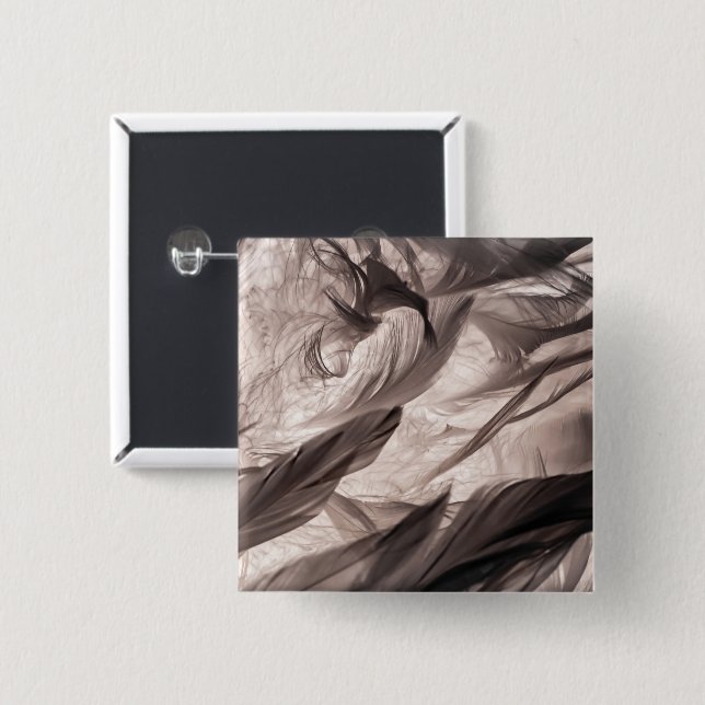 Feathers 2 Inch Square Button (Front & Back)