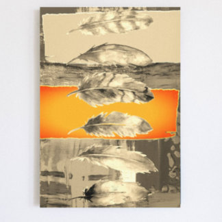 Feathers Abstract Modern Brown Orange Poster Print