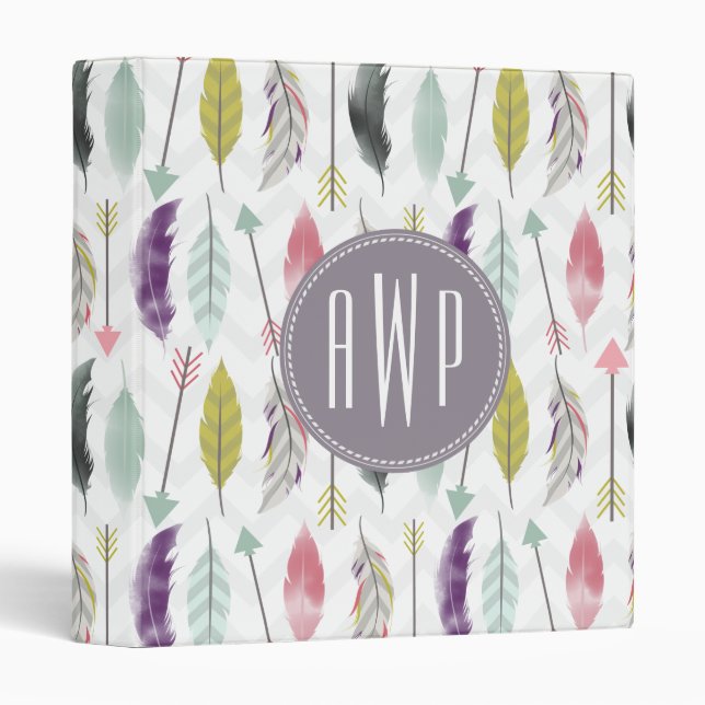 Feathers and Arrows Monogram Binder (Front/Spine)