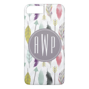 Feathers and Arrows Monogram iPhone 8 Plus/7 Plus Case