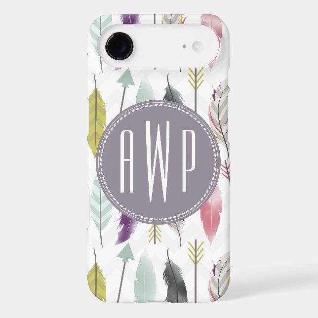 Feathers and Arrows Monogram Case-Mate iPhone Case (Back)