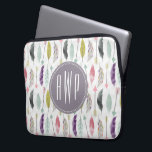 Feathers and Arrows Monogram Laptop Sleeve<br><div class="desc">A gift featuring a pattern of feathers and arrows.  Personalize with your monogram.</div>