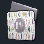 Feathers and Arrows Monogram Laptop Sleeve<br><div class="desc">A gift featuring a pattern of feathers and arrows.  Personalize with your monogram.</div>