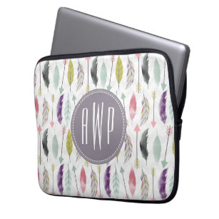 Feathers and Arrows Monogram Laptop Sleeve