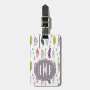 Feathers and Arrows Monogram Luggage Tag