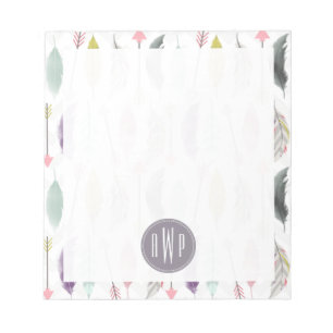 Feathers and Arrows Monogram Notepad