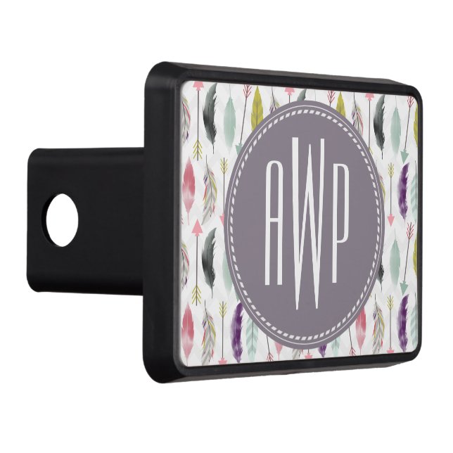 Feathers and Arrows Monogram Trailer Hitch Cover (Right)