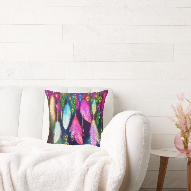 Feathers and beads  throw pillow (Couch)