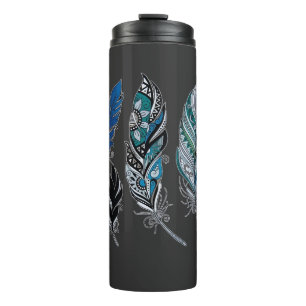 Feathers and colours dance thermal tumbler