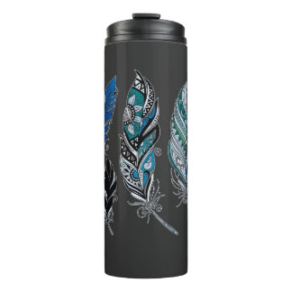 Feathers and colours dance  thermal tumbler