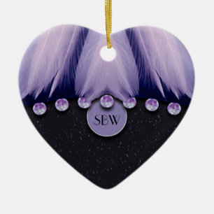 Feathers and Diamonds Ceramic Ornament