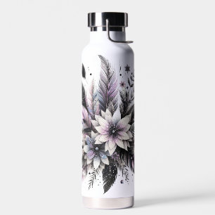 Feathers and flowers water bottle
