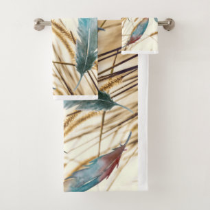 Feathers and grass       bath towel set