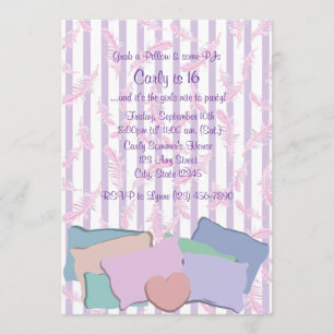 Feathers and Pillows/ Birthday Invitation