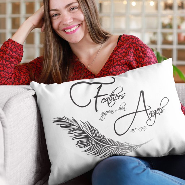 Feathers Appear When Angels Are Near Lumbar Pillow (Creator Uploaded)