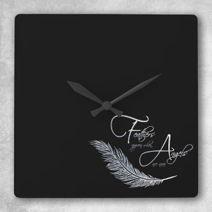Feathers Appear When Angels Are Near Square Wall Clock