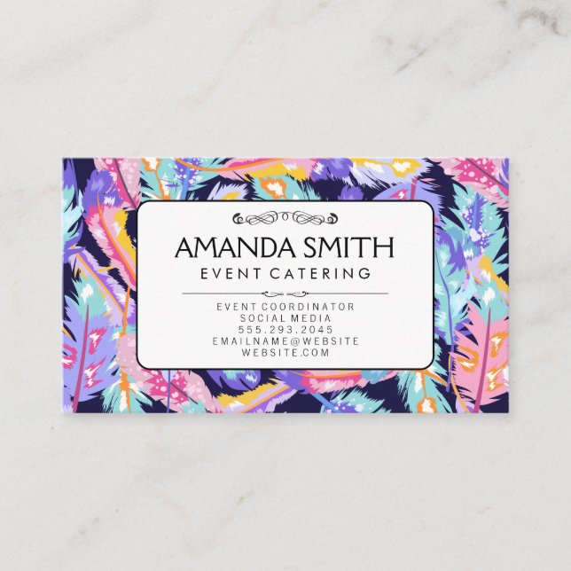 Feathers Background Business Card (Front)