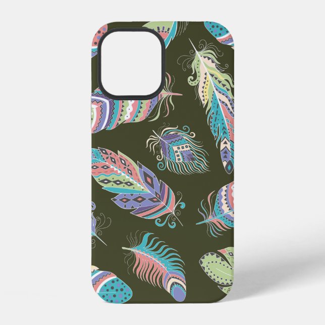 Feathers Boho Seamless Pattern. Tribal Ethnic Back iPhone Case (Back)
