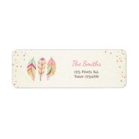 Feathers Boho Tribal Return Address Label Wild One