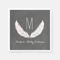 Feathers + Chalkboard Monogram Wedding