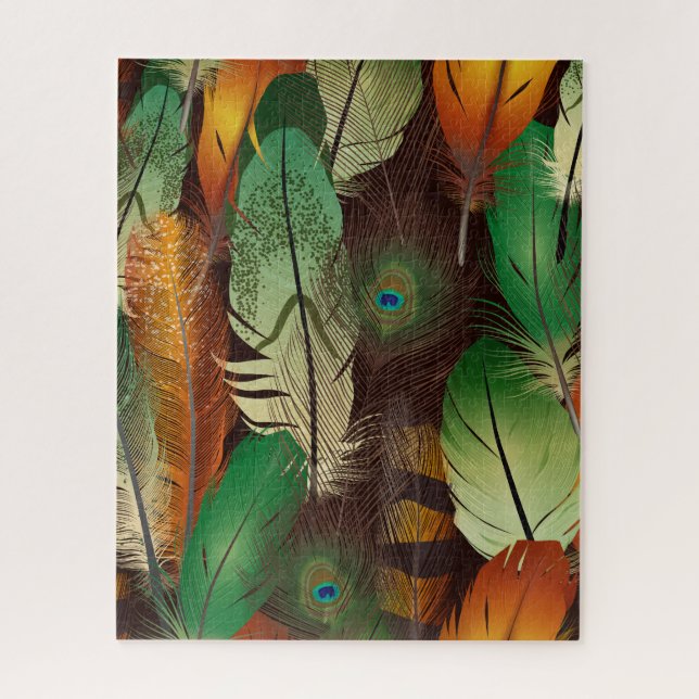 Feathers ,  Colourful Peacock Pattern  Jigsaw Puzz Puzzle (Vertical)