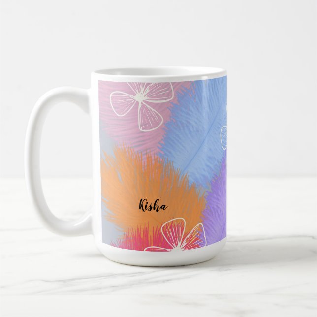 Feathers & Flowers Pastel Mug (Left)