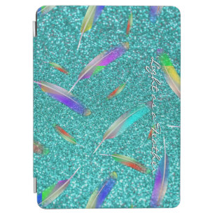 Feathers Glitter base pink blue purple green iPad Air Cover
