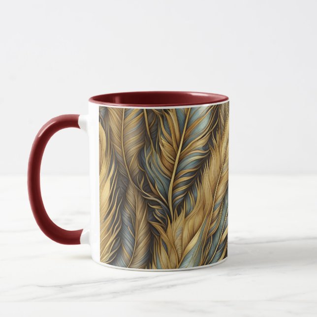 Feathers Golden Silver Art  Mug (Left)
