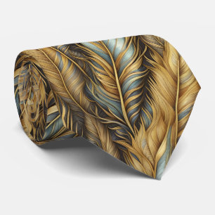 Feathers Golden Silver Art Tie