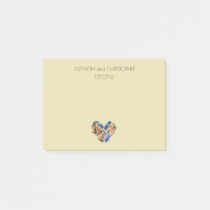 Feathers In A Heart Shape Personalized Wedding Post-it Notes